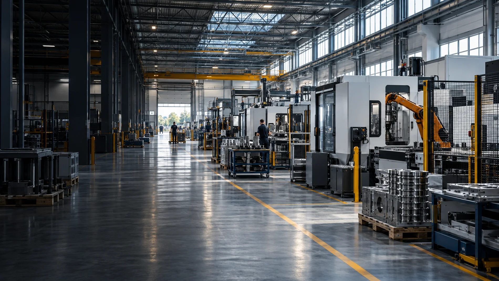 Interior de una planta industrial moderna con equipos de producción
